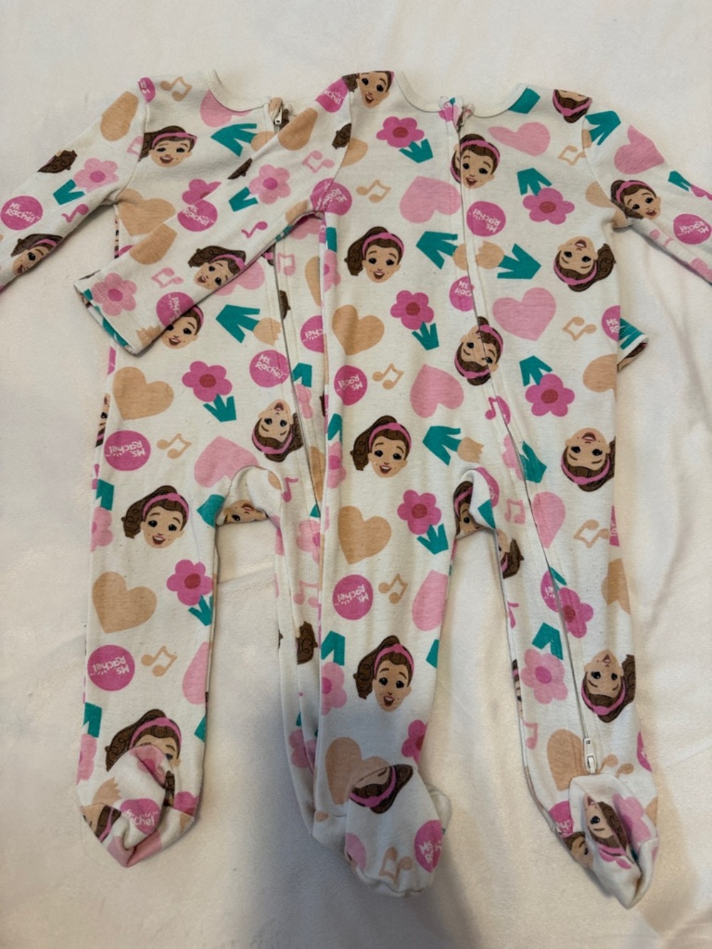 Girls Pink Character-Print Footed One-Piece Pajamas